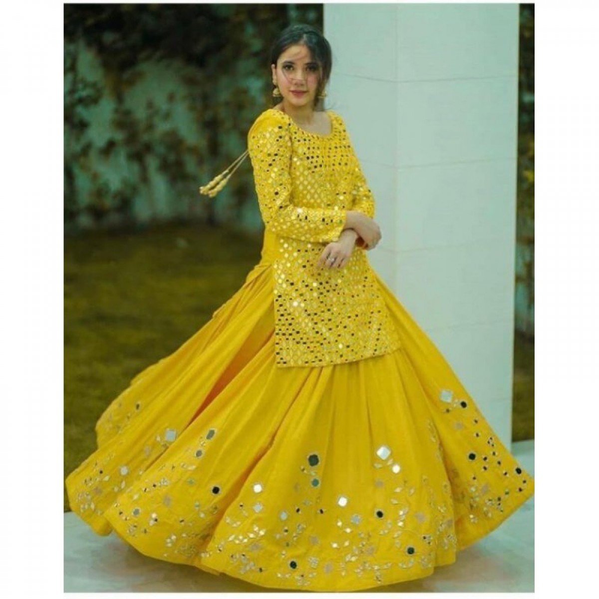 Haldi Special Full Stitched Indowestern Suit With Paper mirror ...