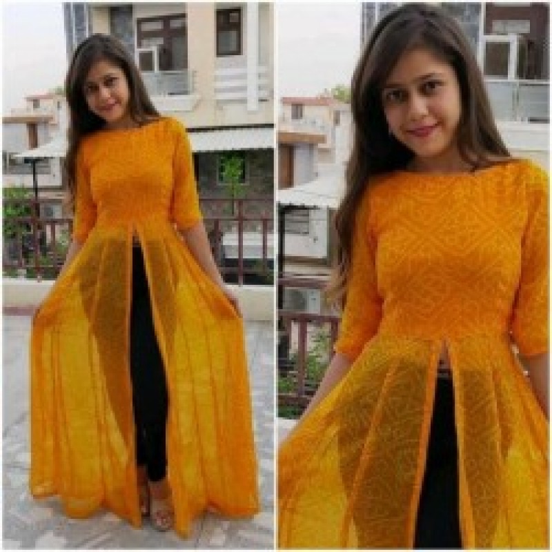 yellow kurti with jeans