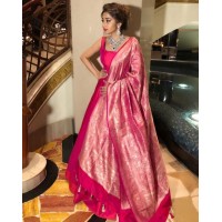 Buy Magnificent Marvellous Peach Rayon Party Wear Long Frock Gown Dress   LehengaSaree