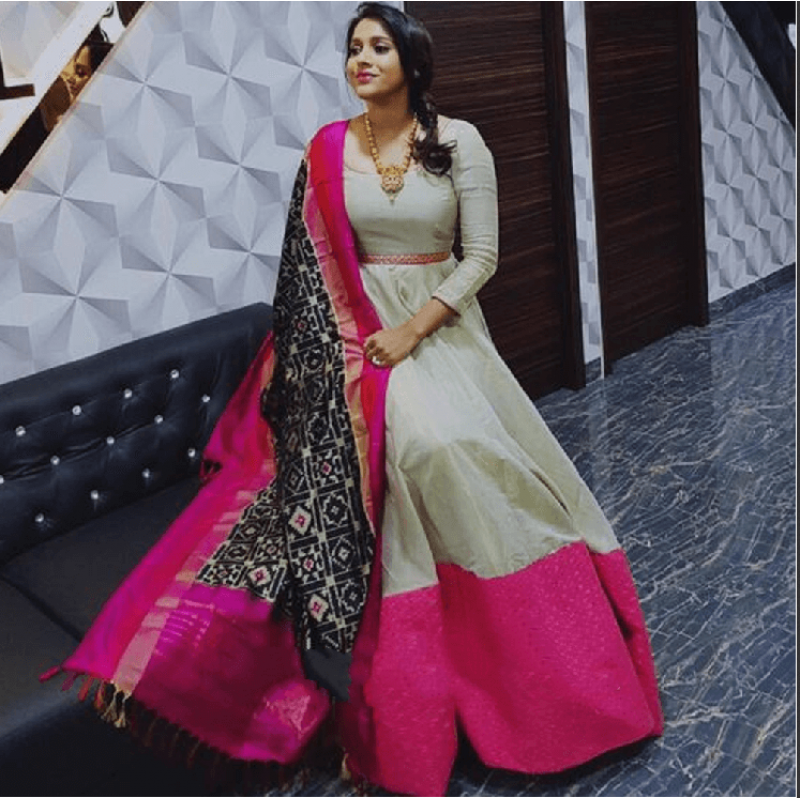 pink gown with dupatta