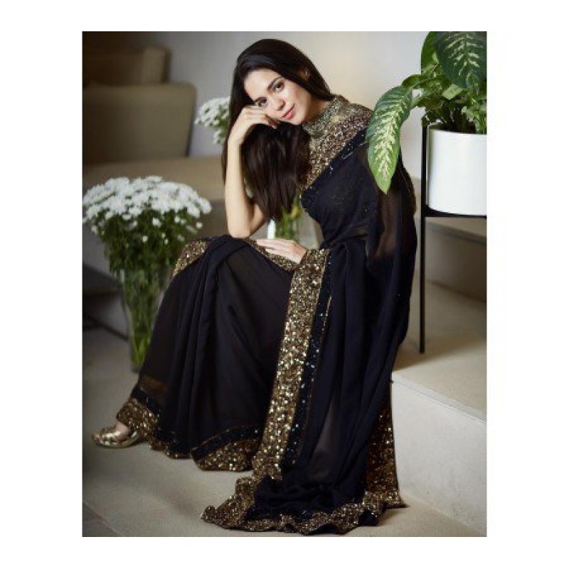 black fancy saree