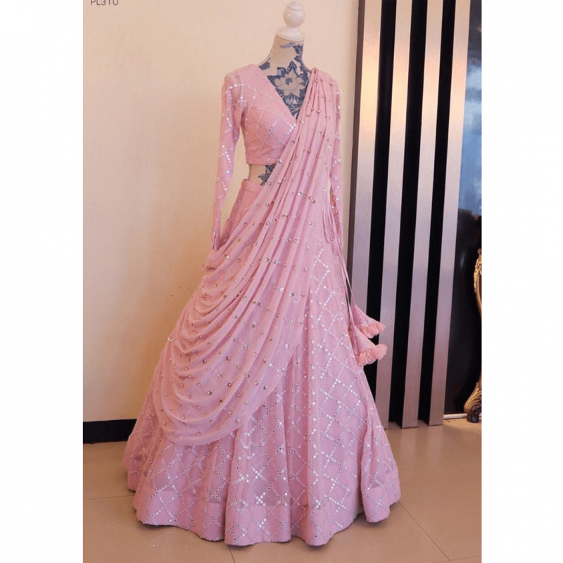 baby pink color gown