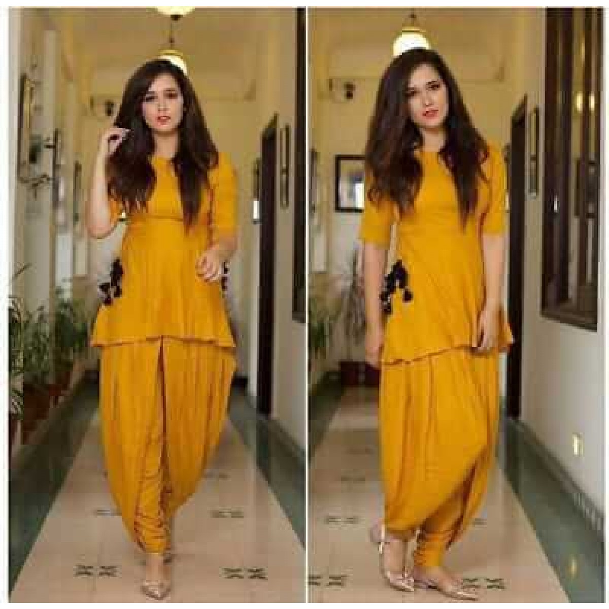 Turmeric yellow dhoti suit