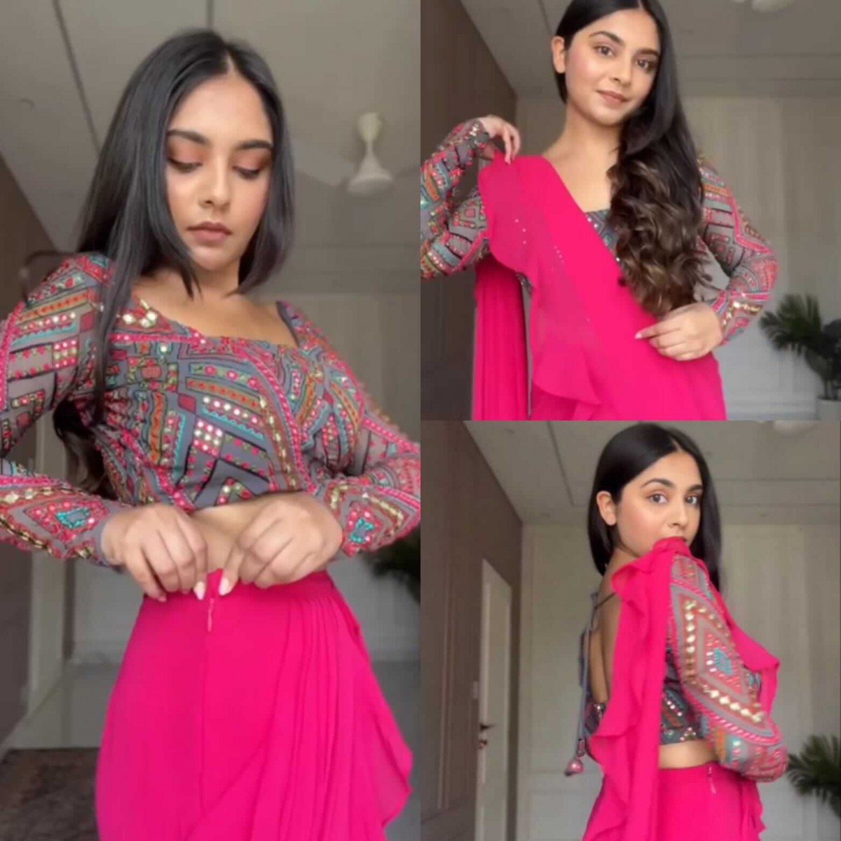Pista #Green and #Violet Net #Lehenga Style #Saree With #Blouse @ $683.31 | Lehenga  style saree, Designer dresses indian, Indian dresses
