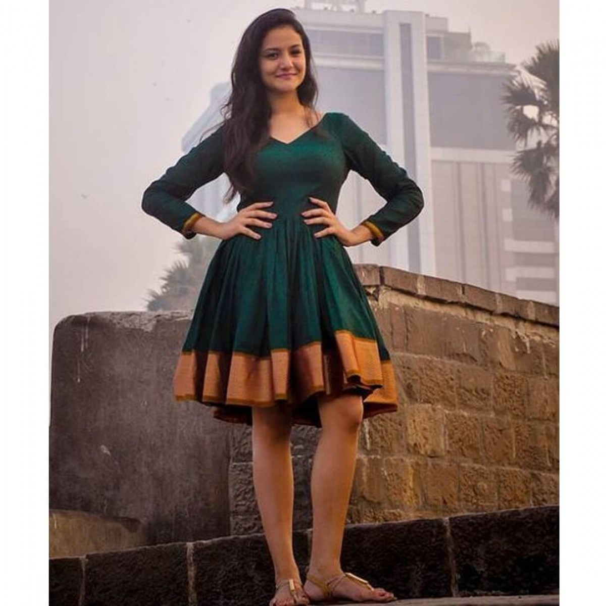 Pink and green tissue dress by The Anarkali Shop  The Secret Label