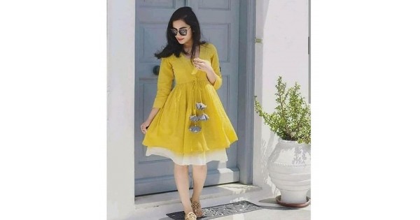 Haldi Special Yellow Color Long Frock