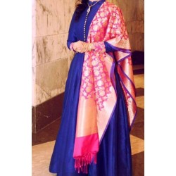 Buy Online Anarkali Gown With Heavy Banarasi Dupatta From