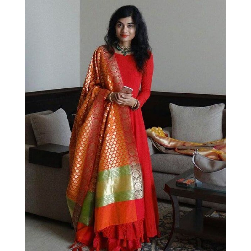 banarasi dupatta with long dress