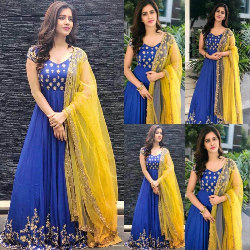 royal blue colour gown