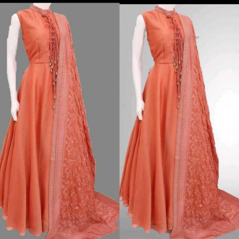orange net gown