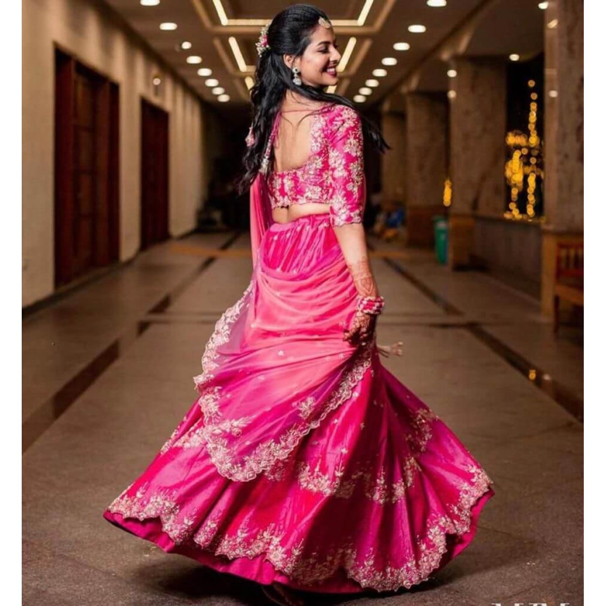 Gorgeous Royal Pink Embroidered Designer Wedding Lehenga Choli With St –  Saris and Things