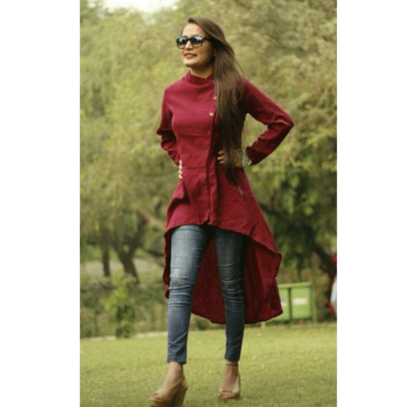 red kurti with jeans