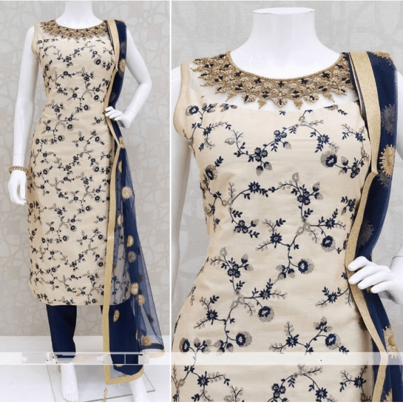 cream colour frock suit