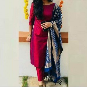 banarasi dupatta plain suit